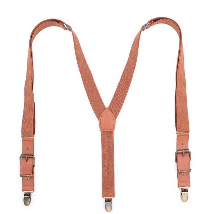 Fashion Suspender Men for Pants Vintage Brown Leather Suspenders Black