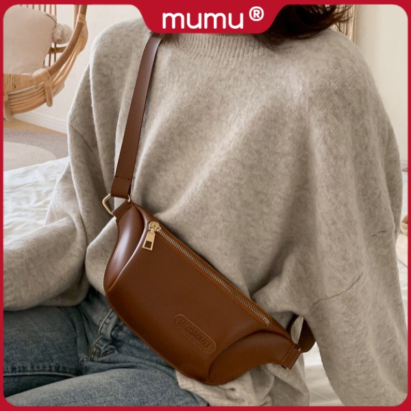 Mumu 7041 Korean Fashion Belt Bag Chain Portable Chest Leather Sling