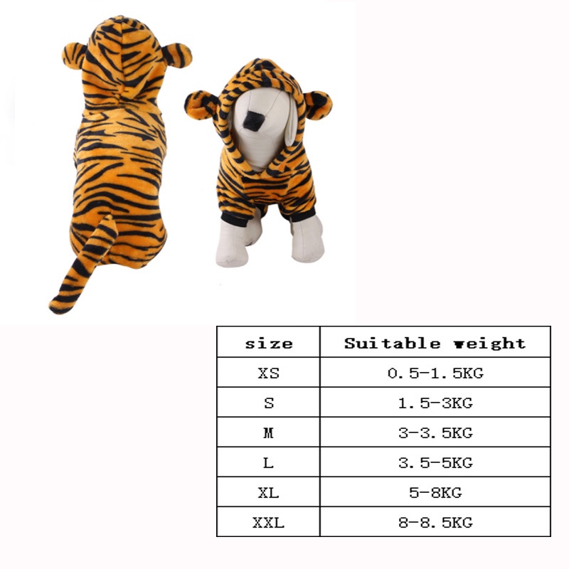 Dog Clothe Dog and Cat Costume, Velvet Type Keep Warm Tiger Figure for Winter XS-XXL #3