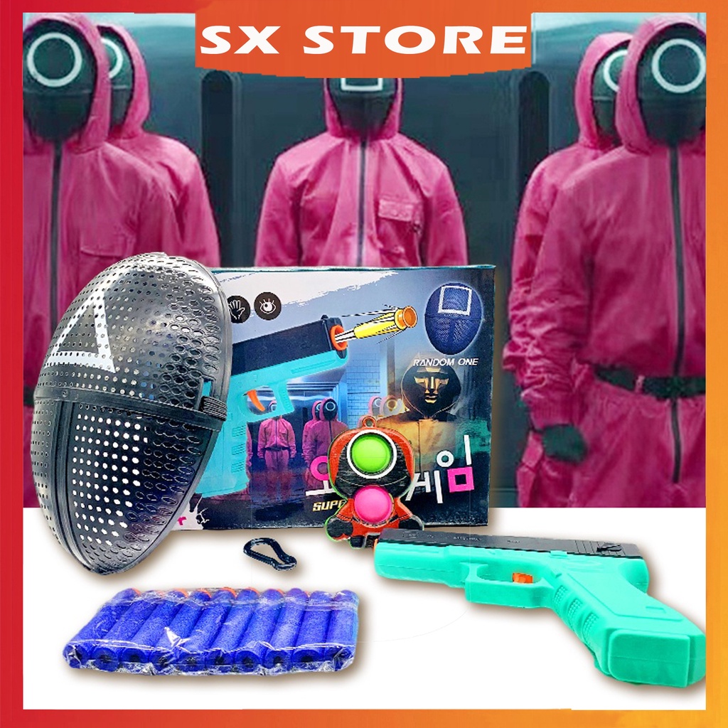 Squid game kids toy gun mini outdoor game nerf gun toy soft bullet boys