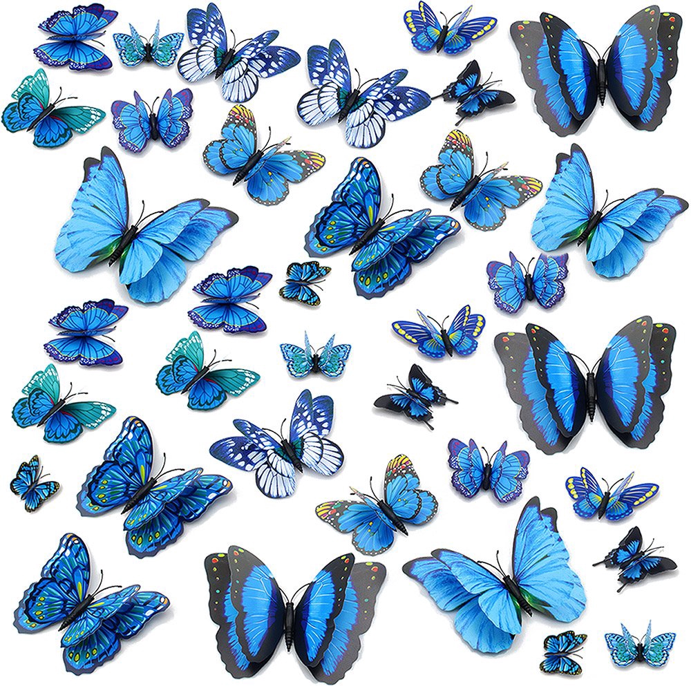 Download Wall Decal Butterfly 36 Pcs 3d Butterfly Stickers With Double Wings Shopee Philippines