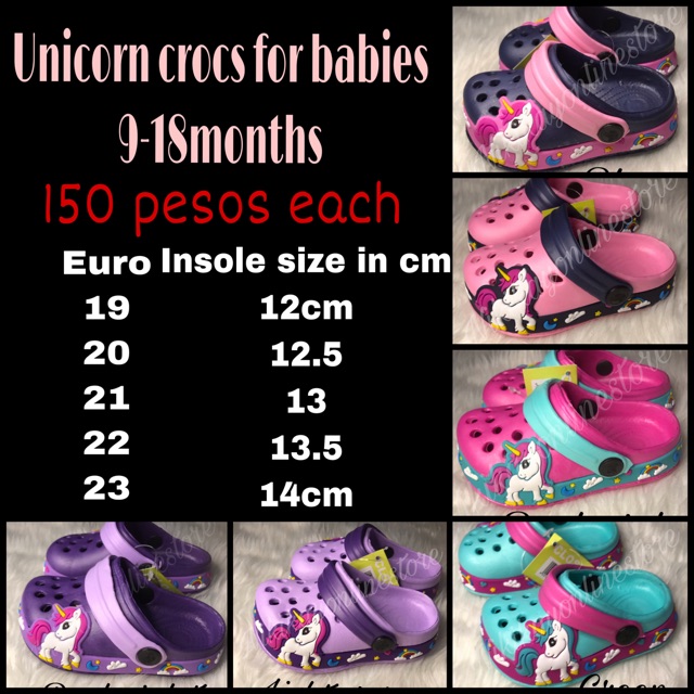 unicorn crocs size 12