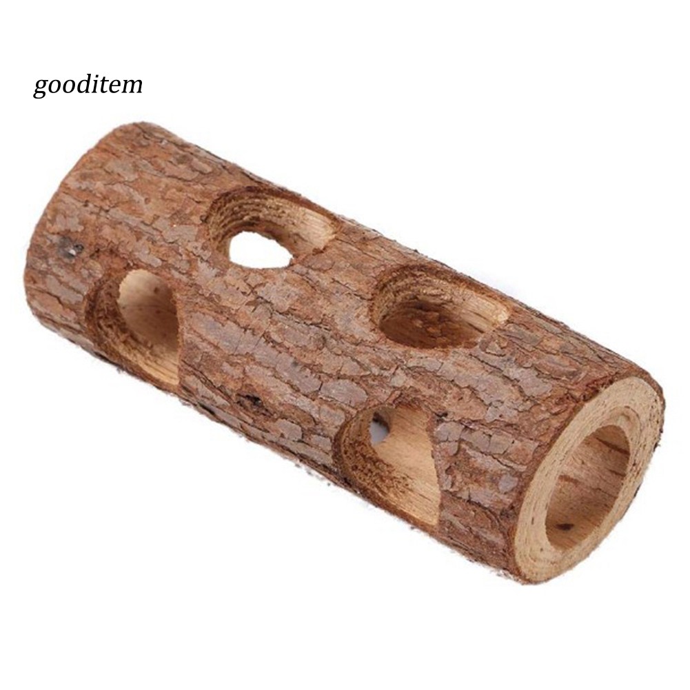 GDTM_Pet Hamsters Mouses Wood Tunnel Tube Hollow Tree Trunk Teeth Grinding Chew Toy #8