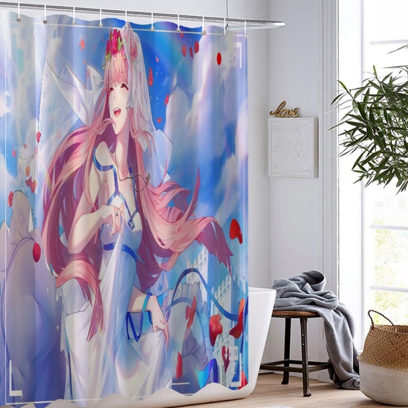 Wedding Girl Shower Curtains Polka, Anime Girl Shower Curtains