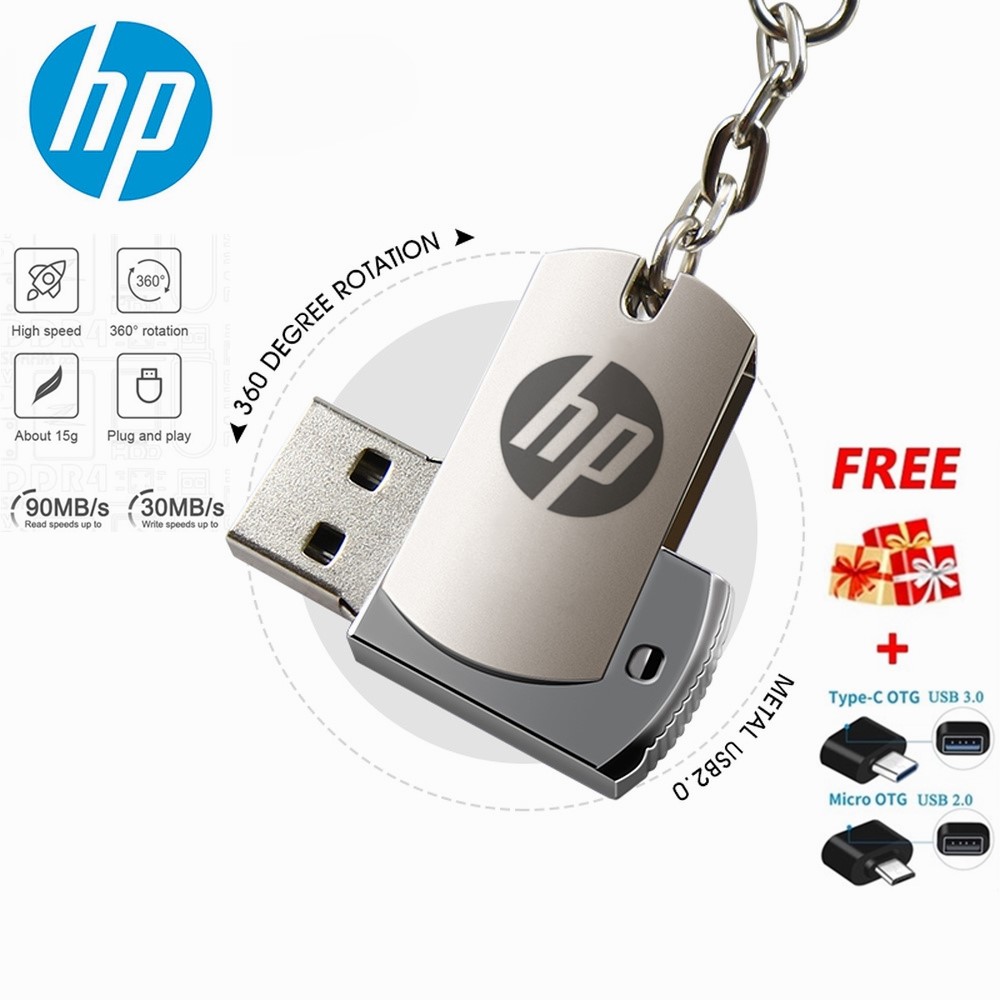 HP USB 2.0 2TB 256GB 64GB Flash Drive High Speed Metal Waterproof U