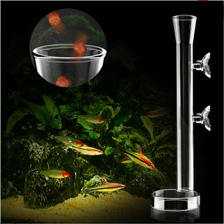 Clear Glass Feeder Tube Fish Tank Shrimp Feeding Container For Crystal Red Shrimp Snail Fish Food With Dish