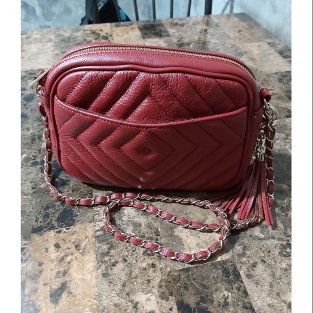 red chain bag