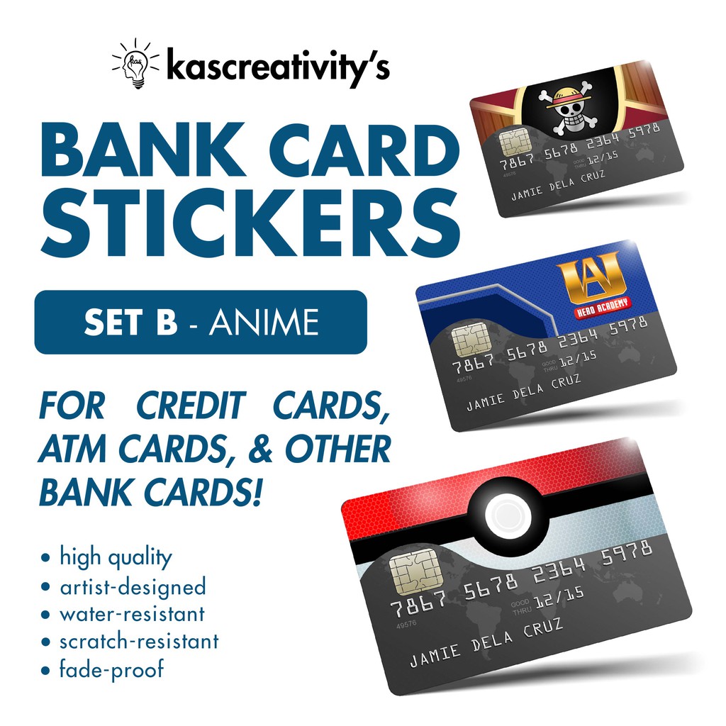 Anime BANK CARD STICKERS (for credit cards, ATM, debit ...