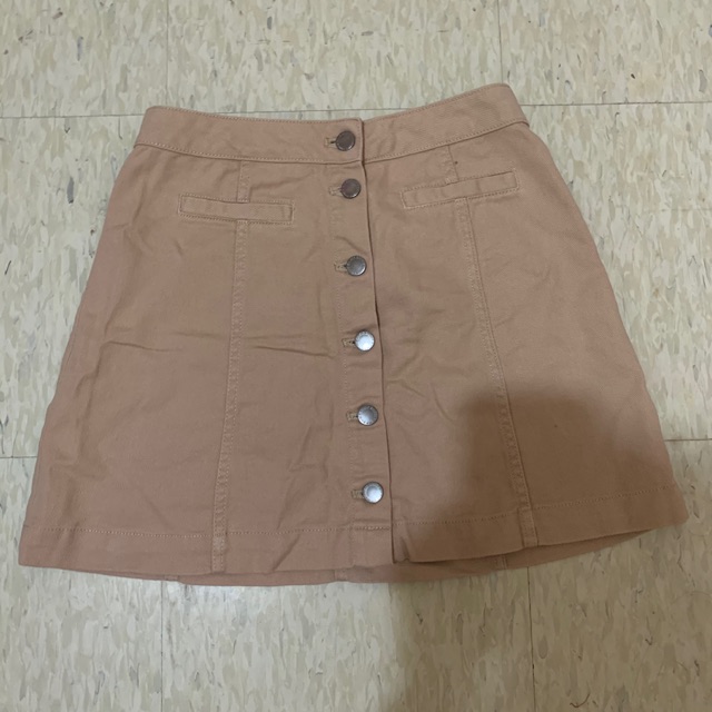 tan button skirt