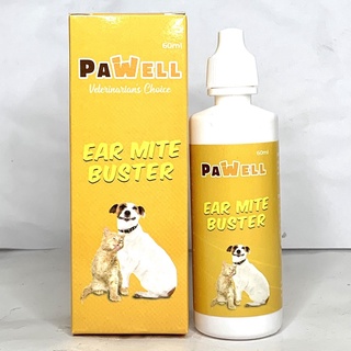 [FCR AGRIVET] PAWELL Earmite Buster Ear Cleaner Anti Earmites 60ml for Dogs Cats Pets / Ear Mite