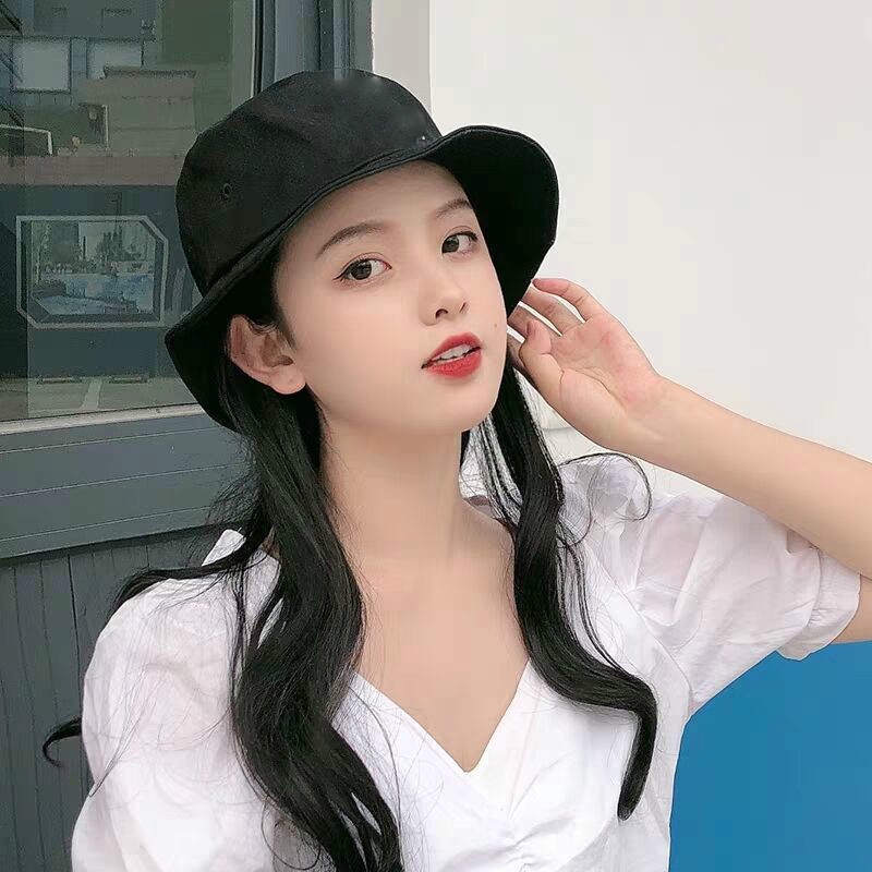 Women S Wig Long Hair With Sound Net Red With The Hat Wig On