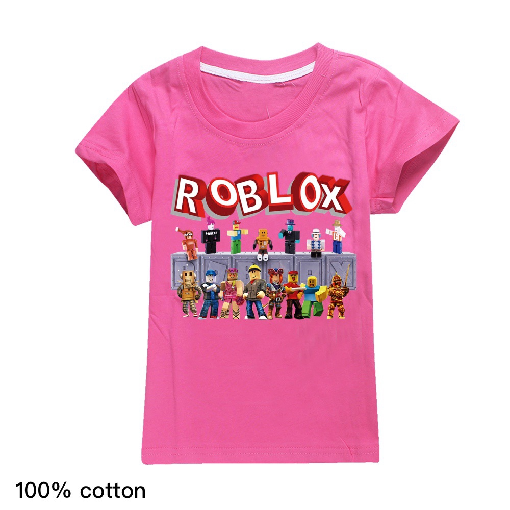 Cotton Roblox Cartoon Short Sleeve T Shirt Big Boy Tops Shopee Philippines - mickey shirt pink roblox