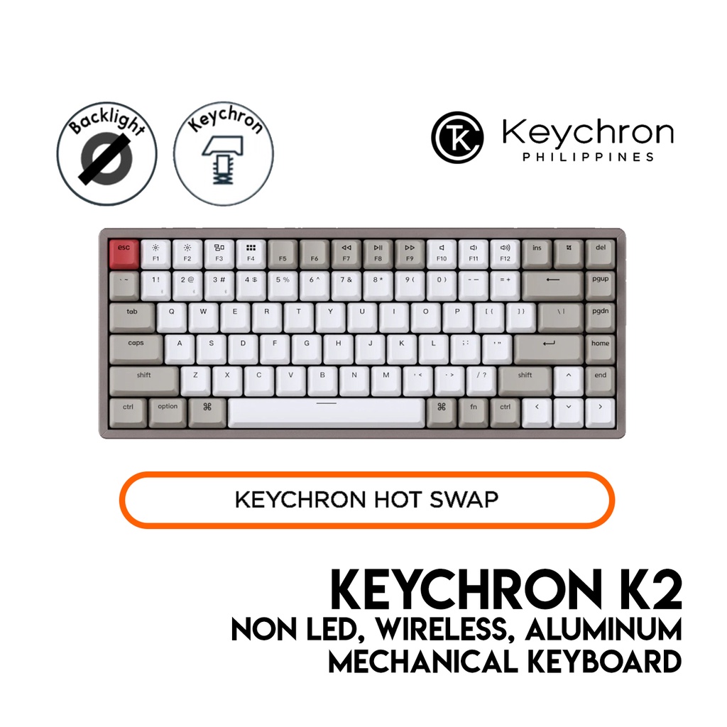 Keychron K2 Mechanical Keyboard, 75 Layout, Wired/Bluetooth, Non