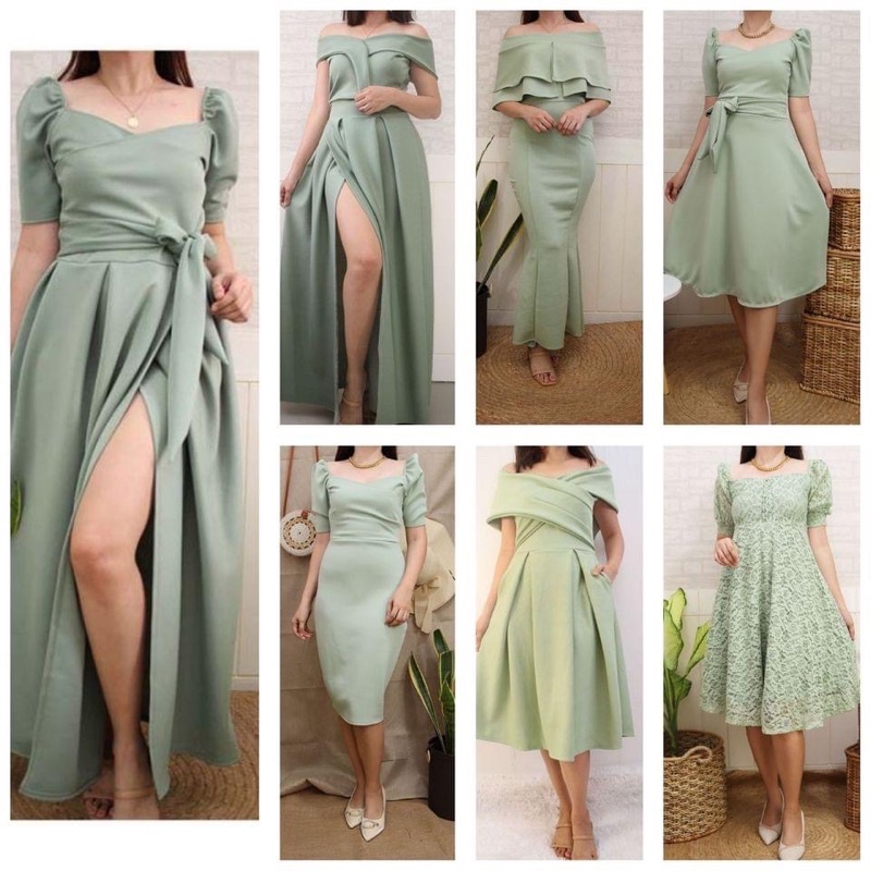 Free Shipping Sage Green/Mint Green Semi Formal Dress Shopee Philippines