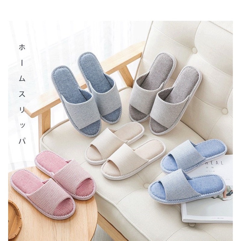 Japanese linen indoor slippers nonslip thicksoled cotton slipper