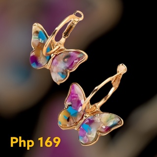 (On Hand) Trinkets Etc. Gold Plated Multi- Colored Butterfly Earrings