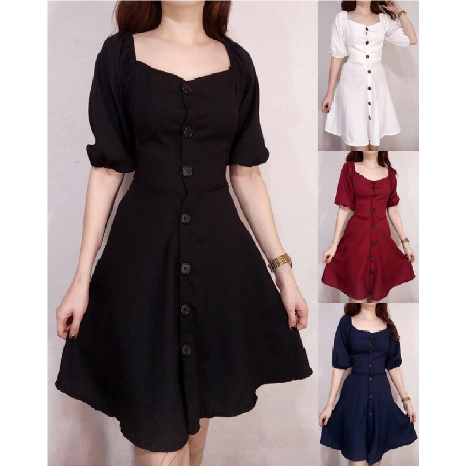 Celeste Buttoned Down Dress Casual Puff Sleeves Dress Sunday Church Dress  Trendy OOTD Fashion | Shopee Philippines