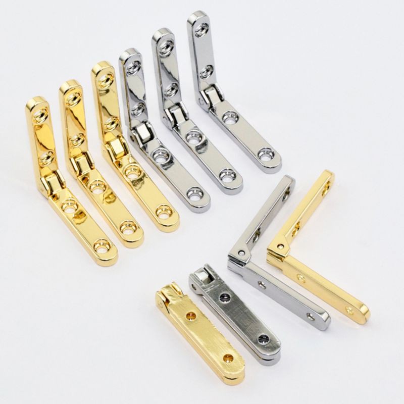 SUN 10Pcs/Bag 90 Degree Hinges Zinc Alloy Spring Hinge for Wooden Box