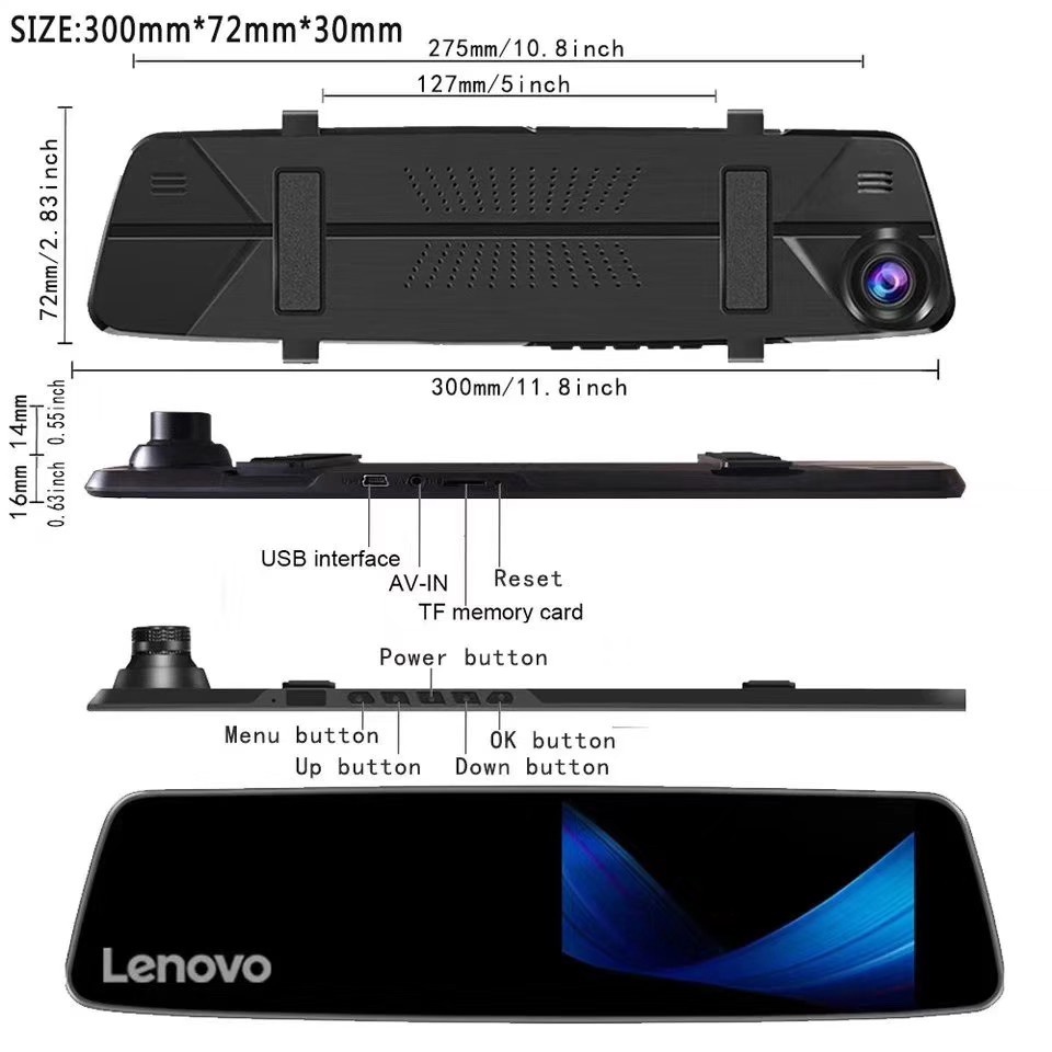 LENOVO dashcam cam for car with night vision 4.39inch Dual Lens FHD 1080P Car DVR dash cam HR06B #6