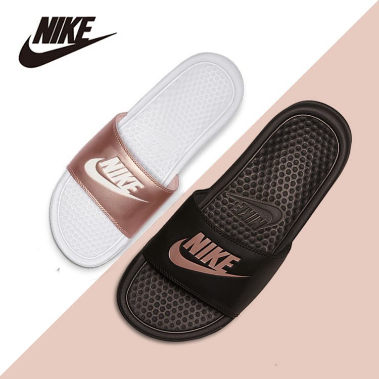 rose gold nike benassi