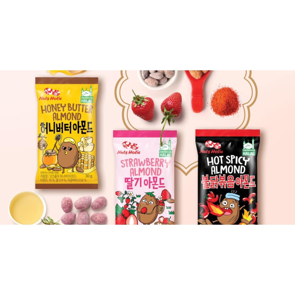 [KOREAN HALAL FOOD] Nutsholic Honey Butter Almond / Hot Spicy Almond