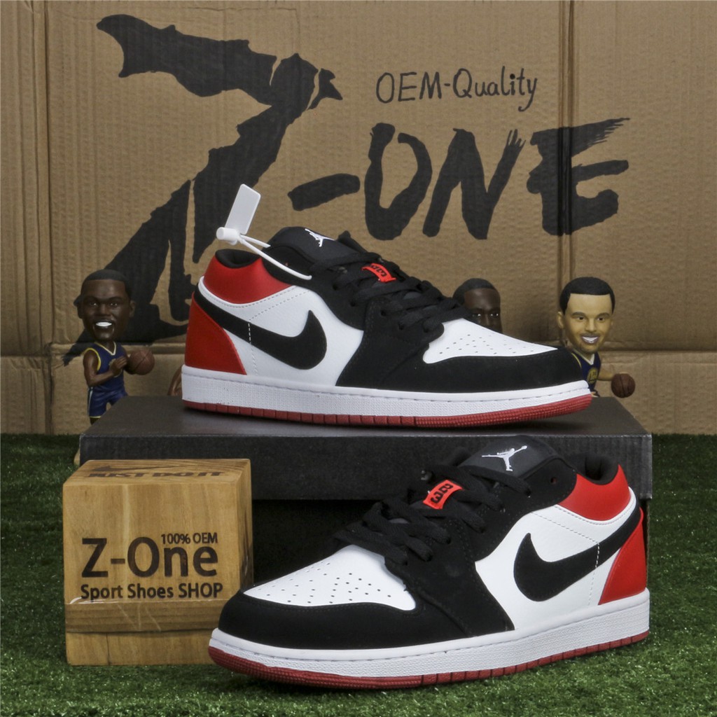 Nike Air Jordan 1 Low Basketball Shoes For Men Black White Red Low Cut Shopee Philippines