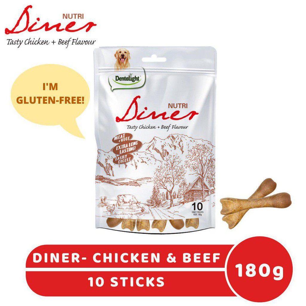 ▲Nutri Diner Tasty Dental Treats 180g Chicken & Beef Flavour Mix ×10pcs - Dental Chews Meat & Veg #1