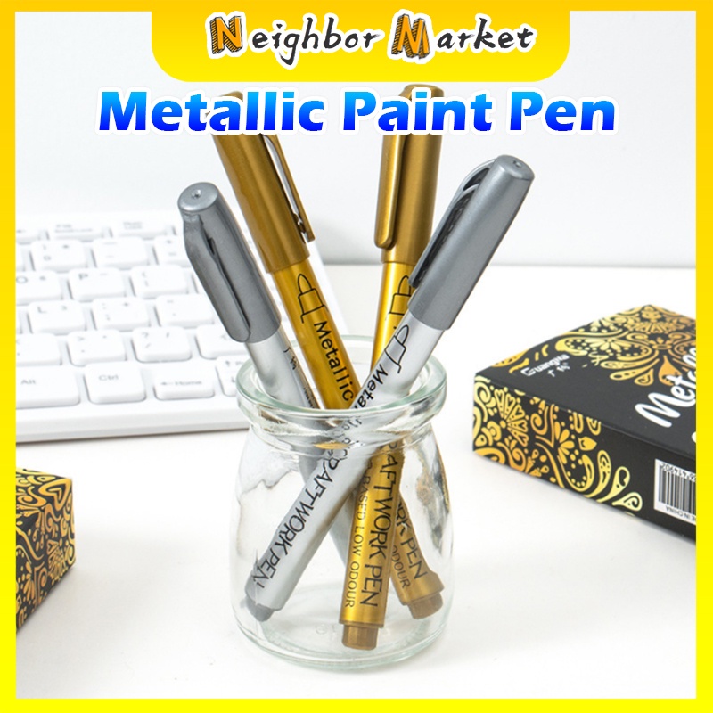 Metal Waterproof Permanent Paint Marker Pens Gold Silver Craftwork