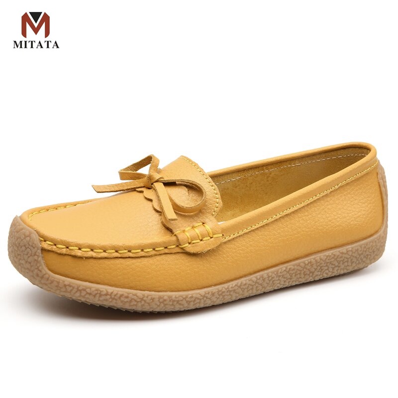 MITATA Quality Leather Loafers Women Shoes | Shopee Philippines