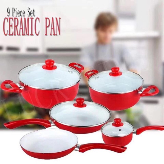 9PC Ceramic  Pots  and Pans Non Stick Shopee  Philippines