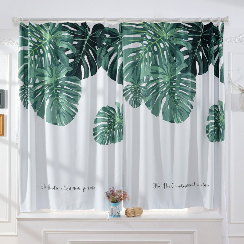 Tropical Rainforest Style Banana Leaf Window Curtain Rod Pocket