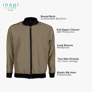 INSPI Bomber Jacket for Men with Zipper Plain Trendy Tops Casual Korean Top Unisex Motorcycle #6