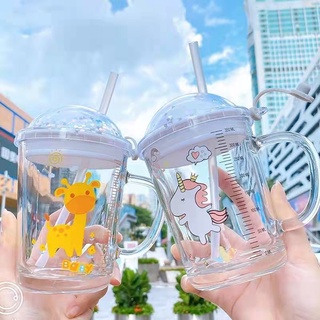 Dinosaur unicorn cartoon star scale milk cup water cup coffee cup with straw gift cup with handle