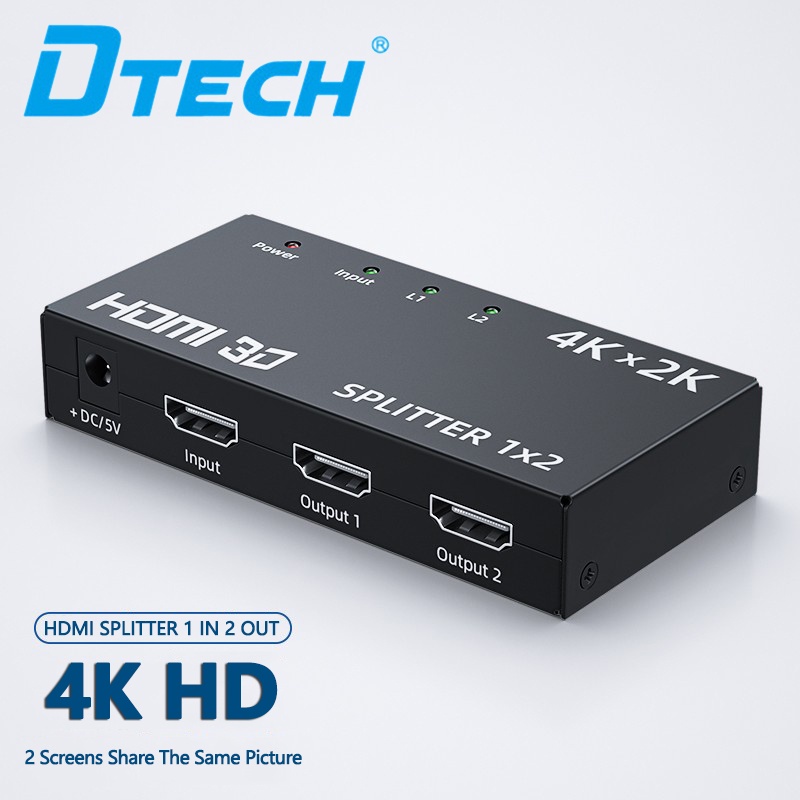 DTECH HDMI Splitter 4K 1 In 2 Out Hd Split Screen Device Same Laptop Tv