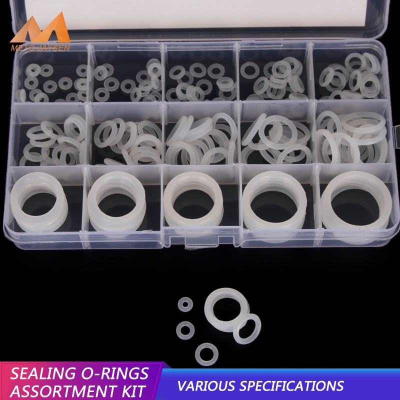 O Ring Set Oring Kit 15 Sizes 1 5mm 1 9mm 2 4mm 3 1mm Thickness Od 6 30mm White Silicone Vmq O Rings Gasket Set Oring Sets For Appliance Equipment Industry Production Maintenance Durable Different Sizes