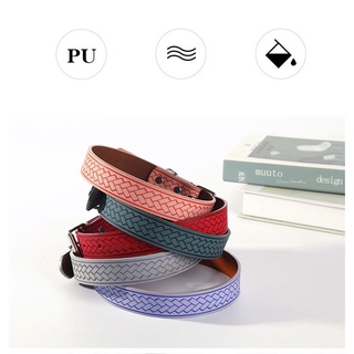 【Ready Stock】┋™Pet New Creative Meaning Safe Woven Printing Pu Leather Cat and Dog Collar Style Sim #7