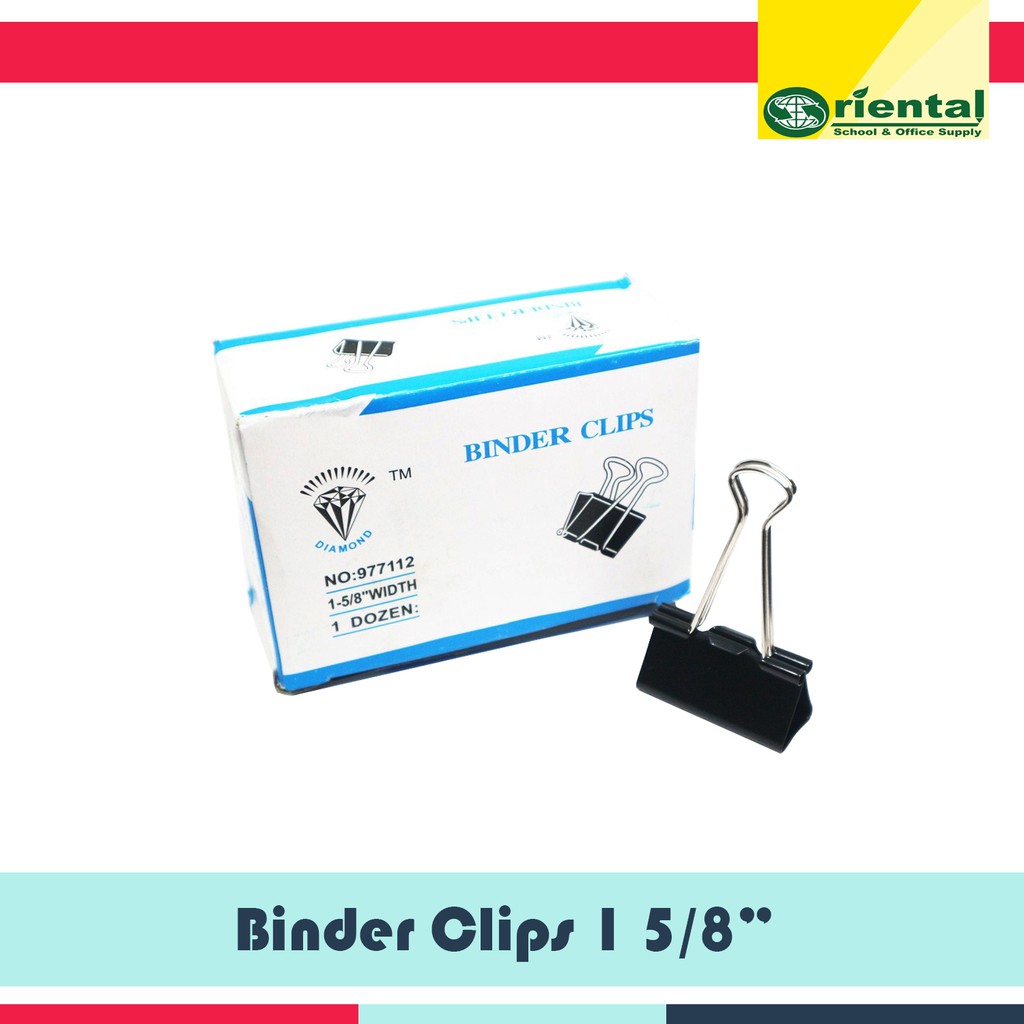 1 dozen Binder Clips 41mm - 1 5/8 inches - 12 pcs in a box - Sold per box
