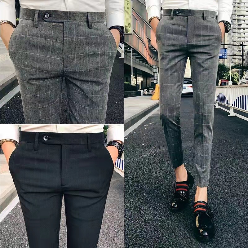 Plaid Pants for Men Checker Slacks Trouser Trending Slim Fit Smart ...