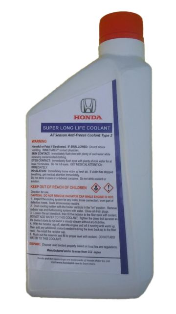 Genuine Honda Super Long Life Type 2 Blue Coolant Antifreeze 1l Shopee Philippines