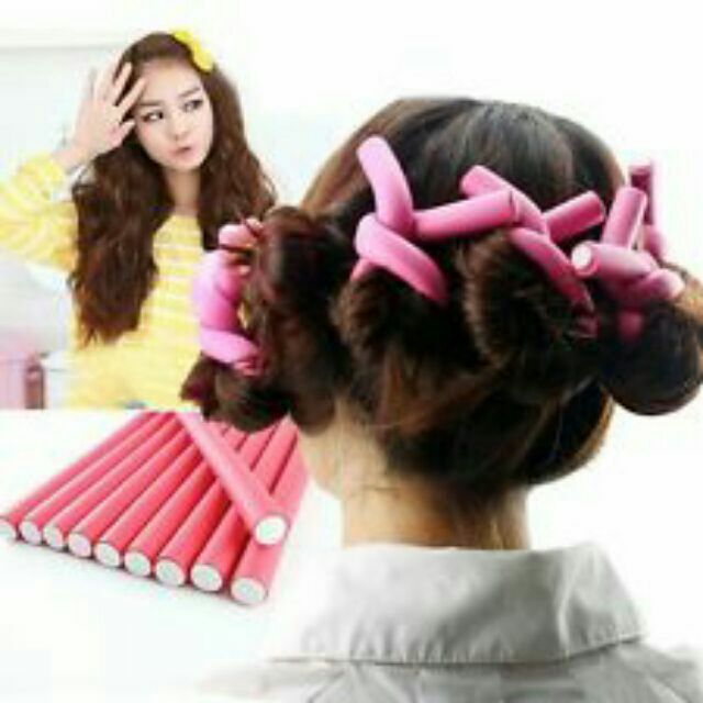 No Heat Flexi Rods Bendy Rollers Foam Curlers Hair Straw Shopee