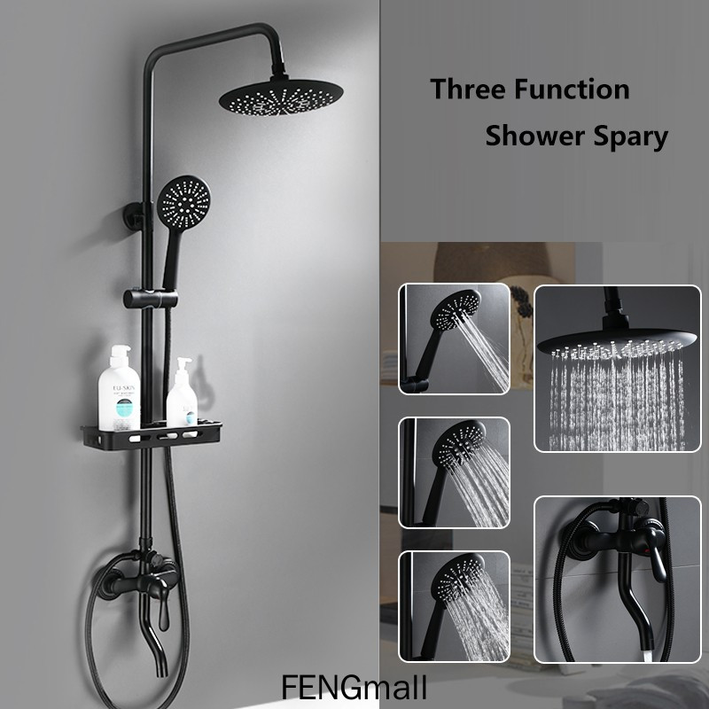 Shower Faucet Black With Round Rainfall, Bathtub Shower Head