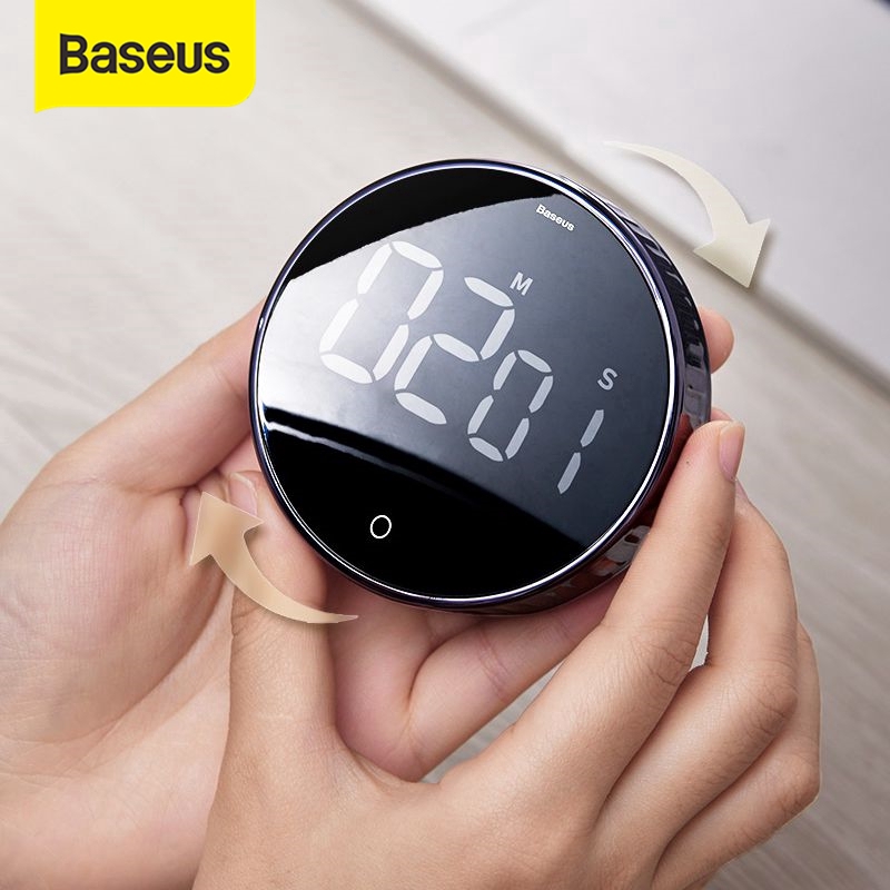 【COD】Baseus Magnetic Digital Timers Manual Countdown Kitchen Timer Countdown Alarm Clock Mechanical Cooking Timer Alarm Counter Clock