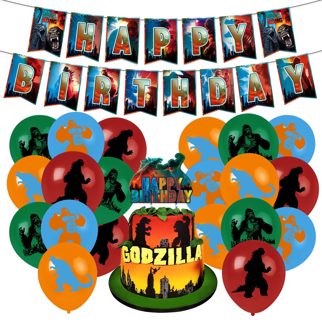 Godzilla vs kong birthday party supplies Set kids Godzilla decorations ...