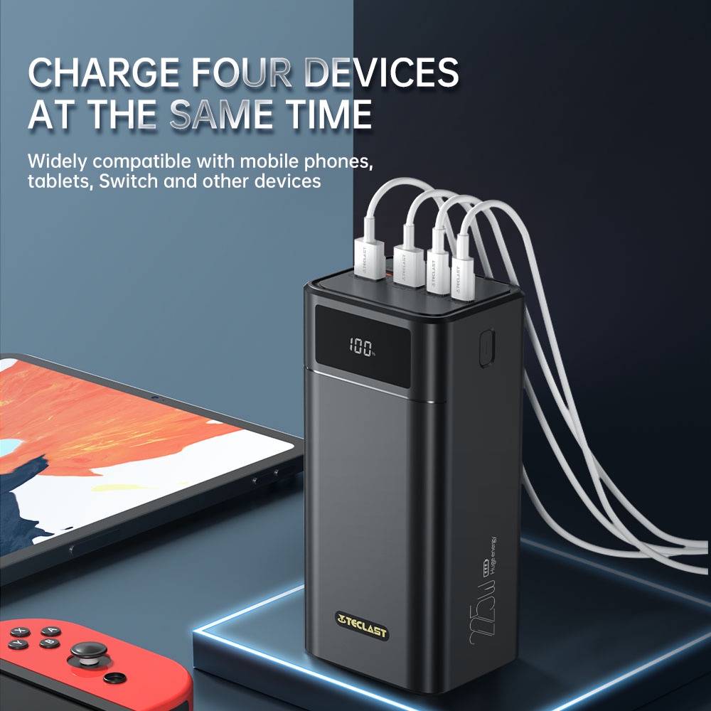 TECLAST A60 Pro 60000mAh 22.5W 5A Fast Charge Dual Input 4 Output LED Numeric Display Powerbank - Image 2