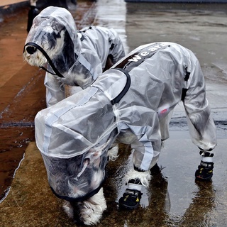 Upgraded Dog Raincoat Four-Legged Waterproof All-Inclusive Teddy Pet Raincoat Medium Large Dog Small Dog Transparent Ref