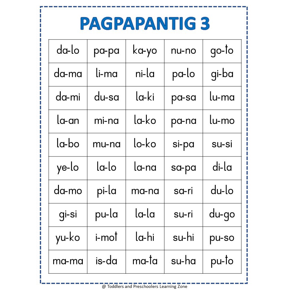 Abakada At Pagpapantig Ng Mga Salita 50 Pages Parirala Salitang May