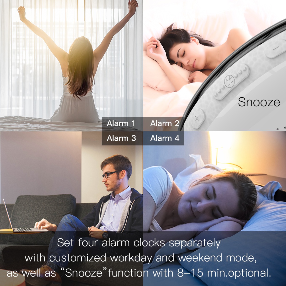 MOES WiFi Wake Up Smart Light Alarm Clock with 7 Colors Sunrise Sunset Simulation Tuya APP Control Works with Alexa Google Home