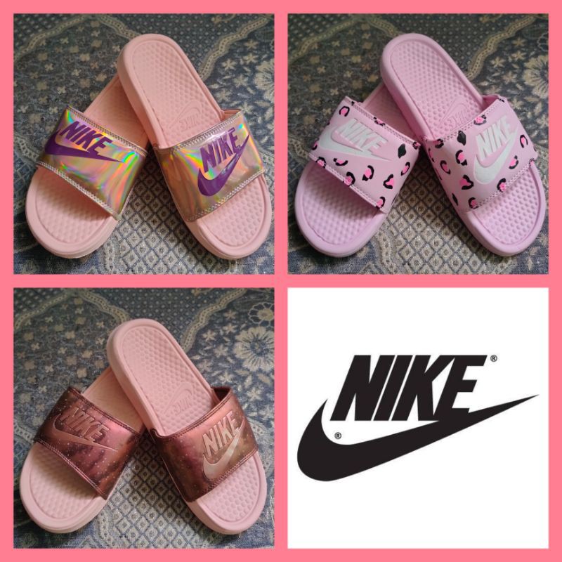 womens pink nike sliders