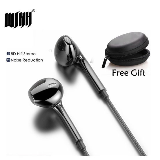 WJHH Wired Noise Cancelling Headphone In Ear With Microphone Volume
