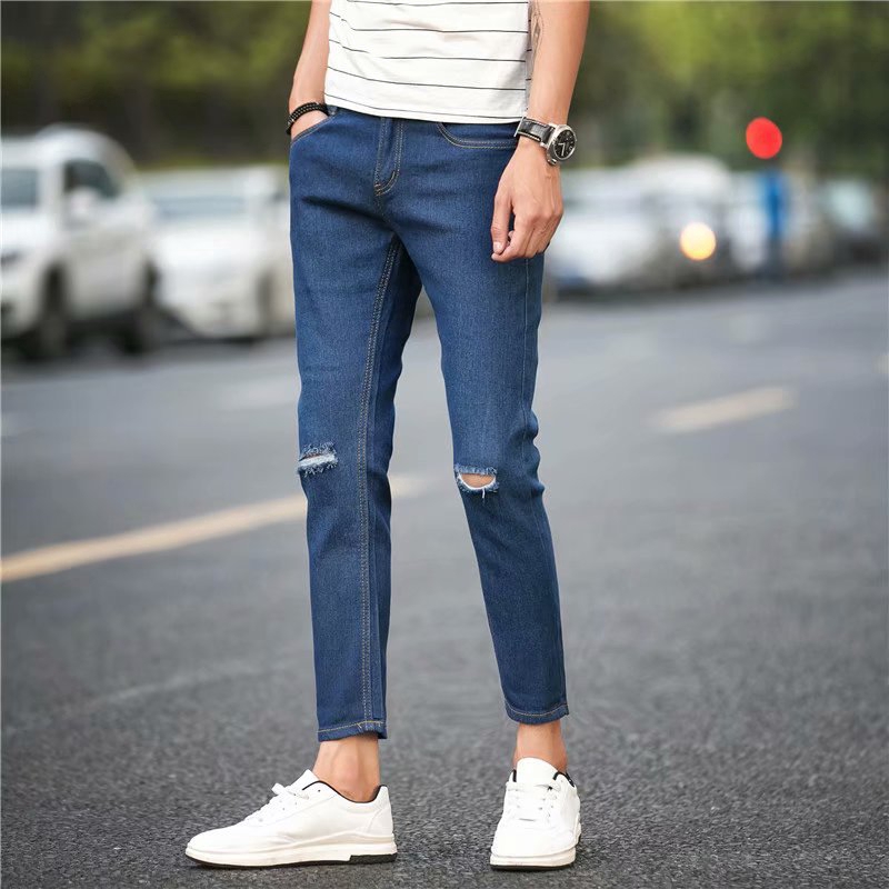 mens ripped tapered jeans